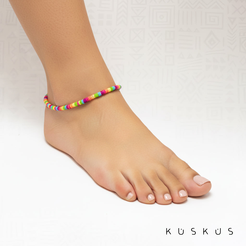 Set Artesanal Vulcanita Africano   | Pulsera + Tobillera + Collar | Diseños Únicos + Envío Gratis