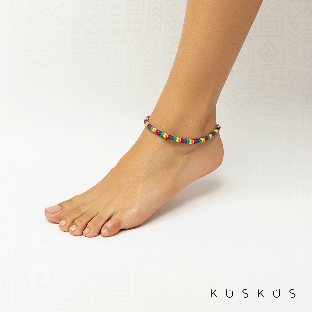 Set Artesanal Vulcanita Africano   | Pulsera + Tobillera + Collar | Diseños Únicos + Envío Gratis