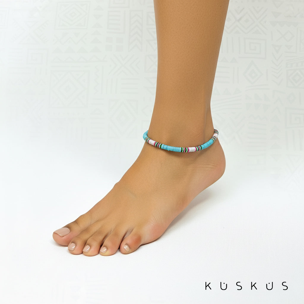 Set Artesanal Vulcanita Africano   | Pulsera + Tobillera + Collar | Diseños Únicos + Envío Gratis