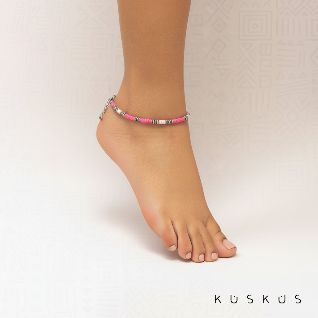 Set Artesanal Vulcanita Africano   | Pulsera + Tobillera + Collar | Diseños Únicos + Envío Gratis
