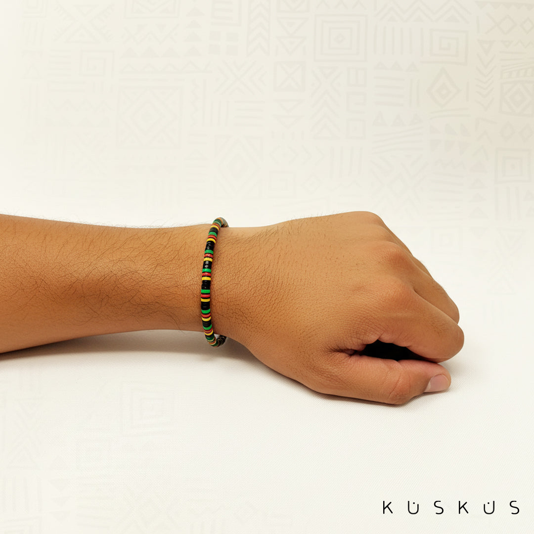 Set Artesanal Vulcanita Africano   | Pulsera + Tobillera + Collar | Diseños Únicos + Envío Gratis