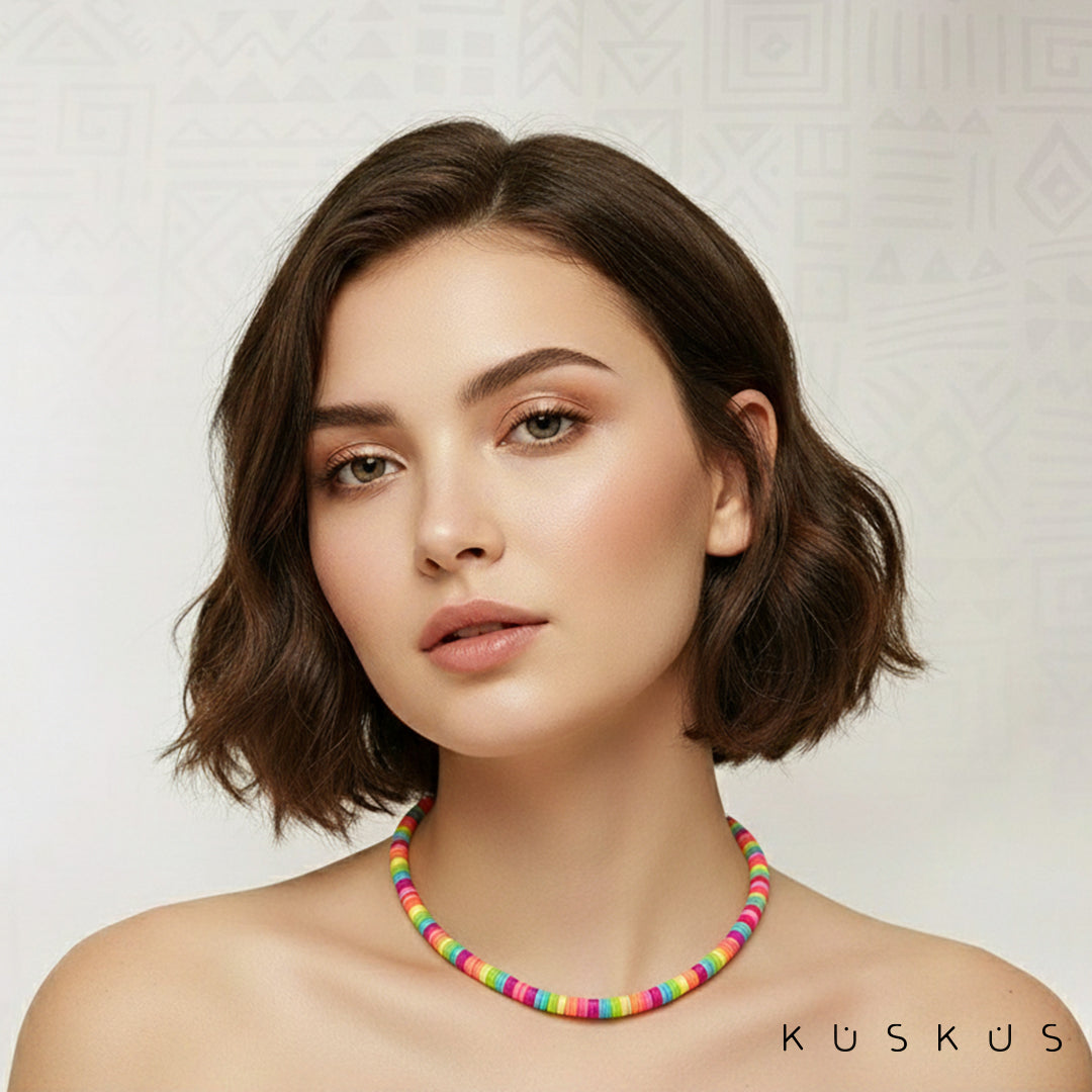 Set Artesanal Vulcanita Africano   | Pulsera + Tobillera + Collar | Diseños Únicos + Envío Gratis