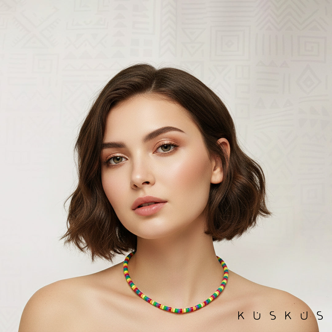 Set Artesanal Vulcanita Africano   | Pulsera + Tobillera + Collar | Diseños Únicos + Envío Gratis