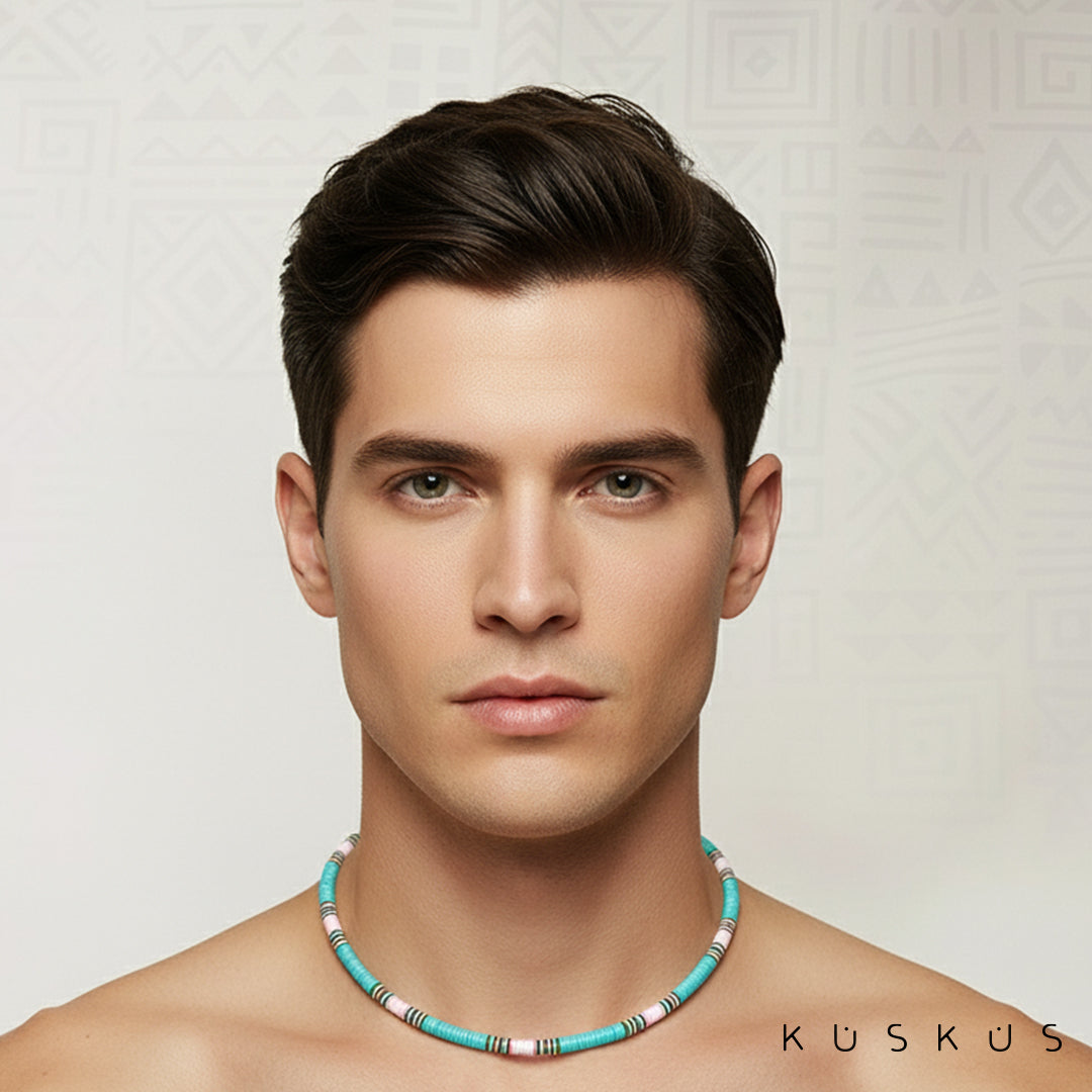Set Artesanal Vulcanita Africano   | Pulsera + Tobillera + Collar | Diseños Únicos + Envío Gratis