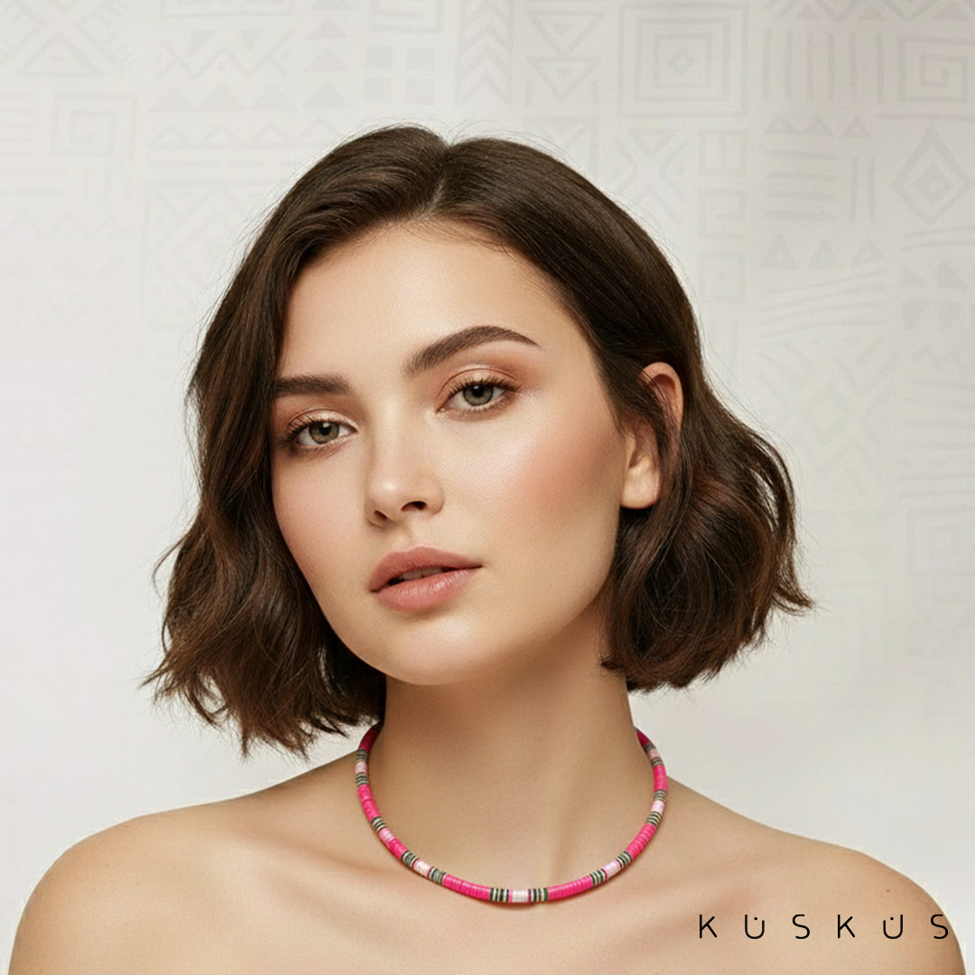 Set Artesanal Vulcanita Africano   | Pulsera + Tobillera + Collar | Diseños Únicos + Envío Gratis